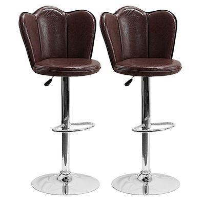 Adjustable Bar Stools with Back and Footrest, Square Shape Swivel Bar Stool for Kitchen and Dining, Chrome Base Hydraulic Barstools