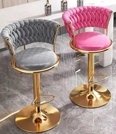 Different Color Bar Stool Beige High Kitchen Home Light Office use Backrest Iron Island Chair