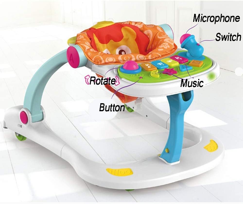 Activity Walker Sit-to-Stand,Walking Toy 4 in 1 Foldable Toddler Stand Learning Stroller, Bouncer and Walker,Early Educational Child Activity Center,Toys Gift for Toddler Boys Girls