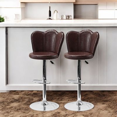 Adjustable Bar Stools with Back and Footrest, Square Shape Swivel Bar Stool for Kitchen and Dining, Chrome Base Hydraulic Barstools