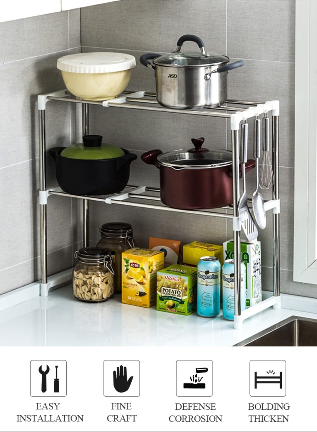 Kitchen microwave stand, Black, Microwave oven stand