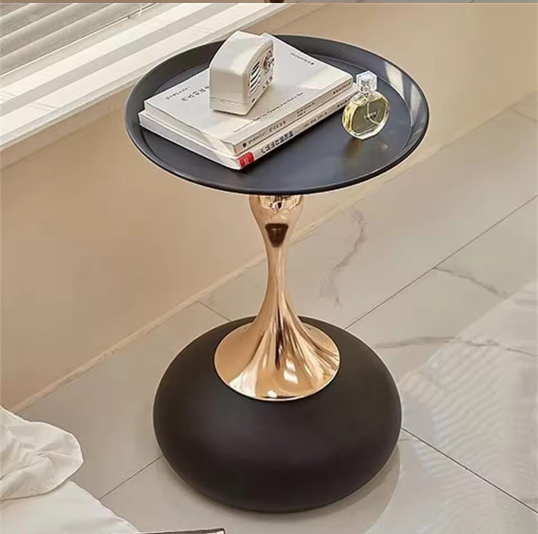 Round End Table, Side Table Small Tables with Sturdy Metal Structure, Accent Coffee Table for Living Room Bedroom Office Small Space
