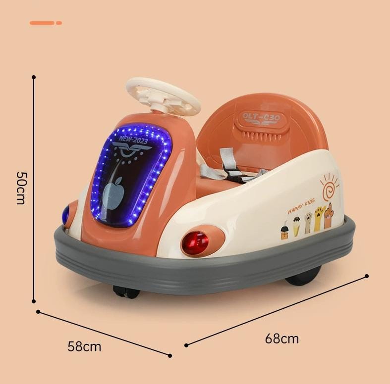 Electric Ride-On Car - 380 Degree - Suitable for Children Aged 1 to 5 - Unisex - Plastic - No Assembly Required - 70cm x 55cm x 50cm - 25kg - 50cm Width - 60cm Height