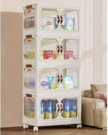 4 layer Stacking Storage Box for Household Folding Wardrobe Clothes Quilts Sorting Artifact Plastic Toy Storage Bin