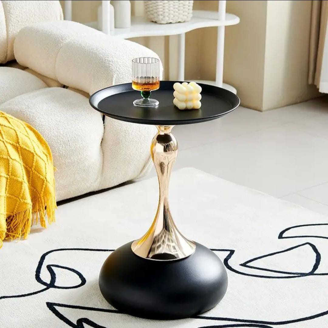 Round End Table, Side Table Small Tables with Sturdy Metal Structure, Accent Coffee Table for Living Room Bedroom Office Small Space
