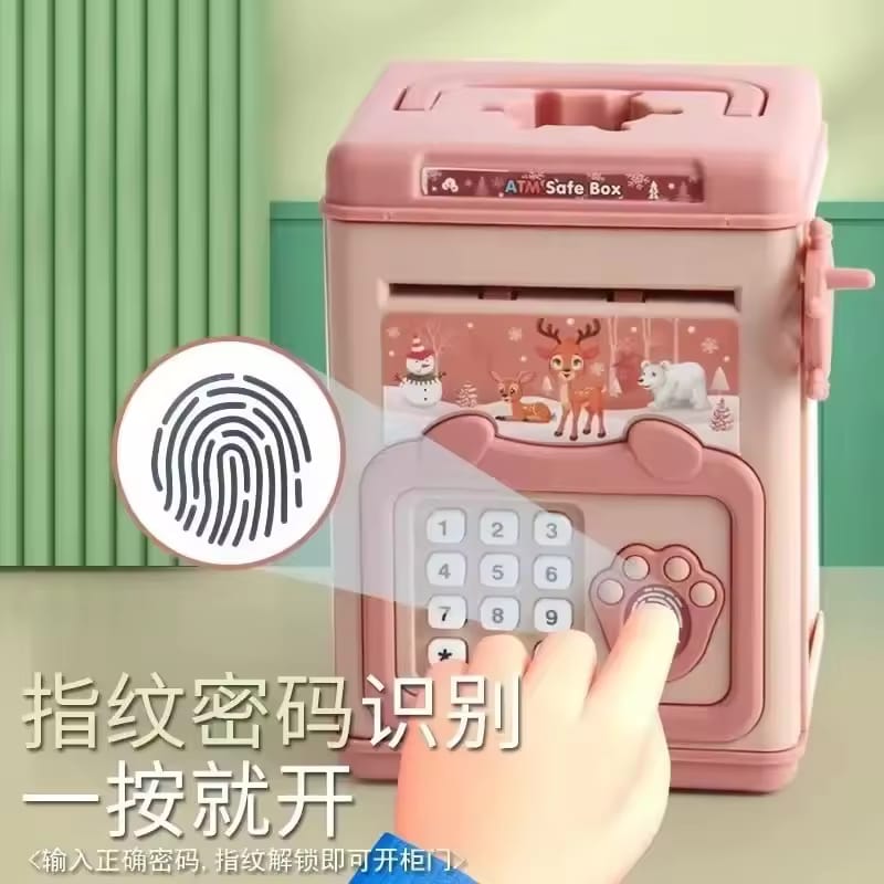 Kids Cash Box Fingerprint And Code Access Money Storage Holder Safe And Small Savings For Home Or Work