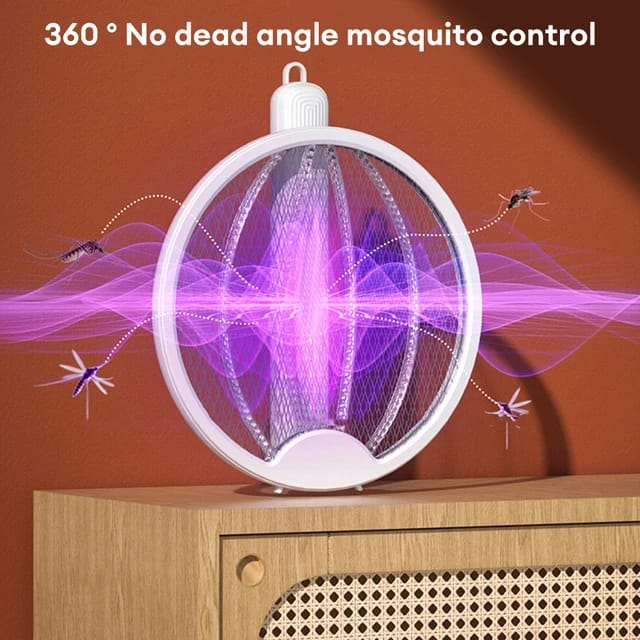 3-in-1 Smart 9.05x11.4in Foldable Rechargeable Bug Zapper,Electric Fly Swatter,Travel & Home Insect Killer,USB Charge,Safe Design