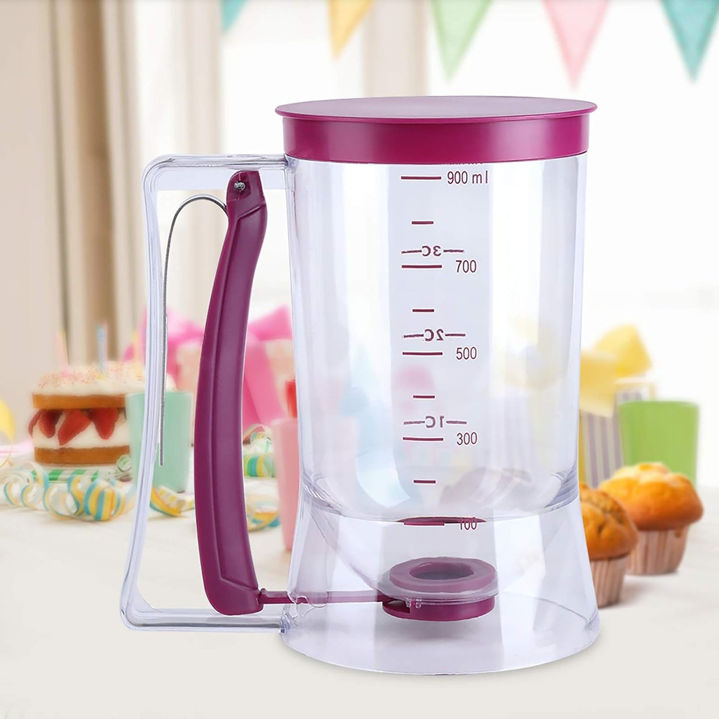 Cake Dough Dispenser, Dough Scoop 900 ml, Dough Scoop for Pancakes, 17 x 11 x 18.5 cm, Dough Cream Separator, Cupcake Maker with Trade Fair Label, Baking Tool for Waffles, Muffin Mixes, Crepes