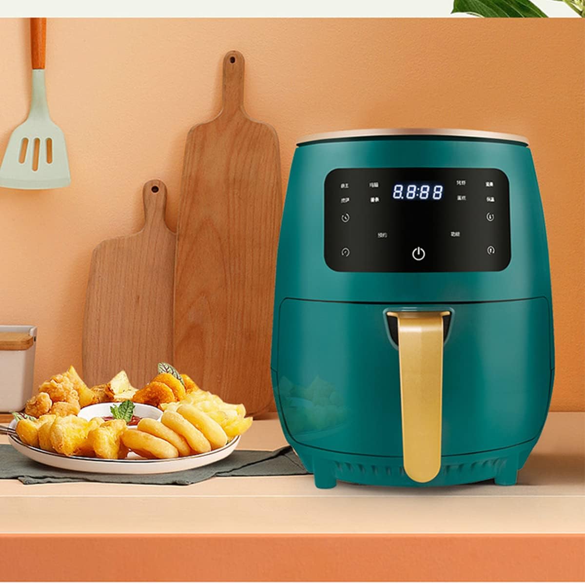 Air Fryer Smart Touch 6L Large Capacity 6 Presets, One-touch Panel, 360° Turbo Airflow Tech, LCD Touch Display Countertop Healthy Oil Free Nonstick & Dishwasher-Safe Basket Air Fryer