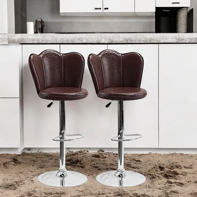 Adjustable Bar Stools with Back and Footrest, Square Shape Swivel Bar Stool for Kitchen and Dining, Chrome Base Hydraulic Barstools