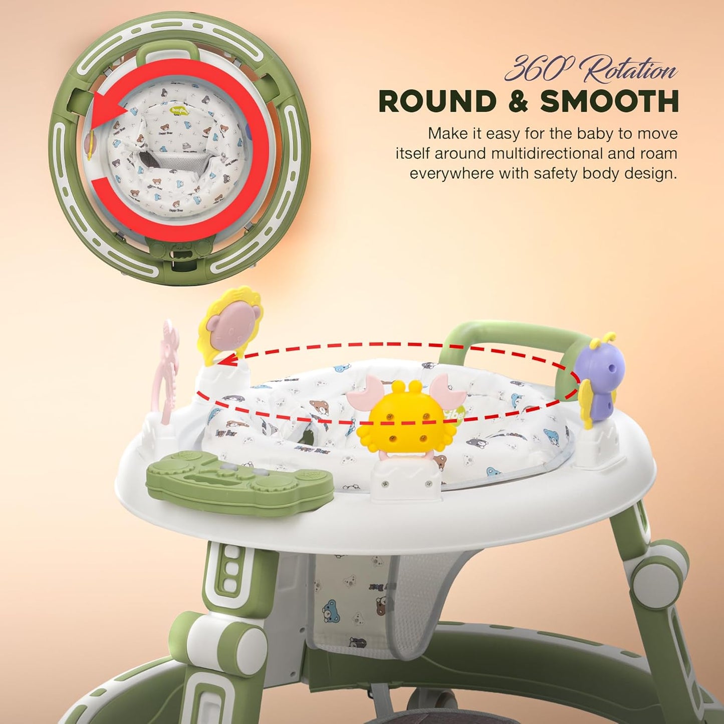 3 in 1 Baby Walker Toy Cheap Baby Walker Multifunctional with Wheels Silent Wheels Baby Walker