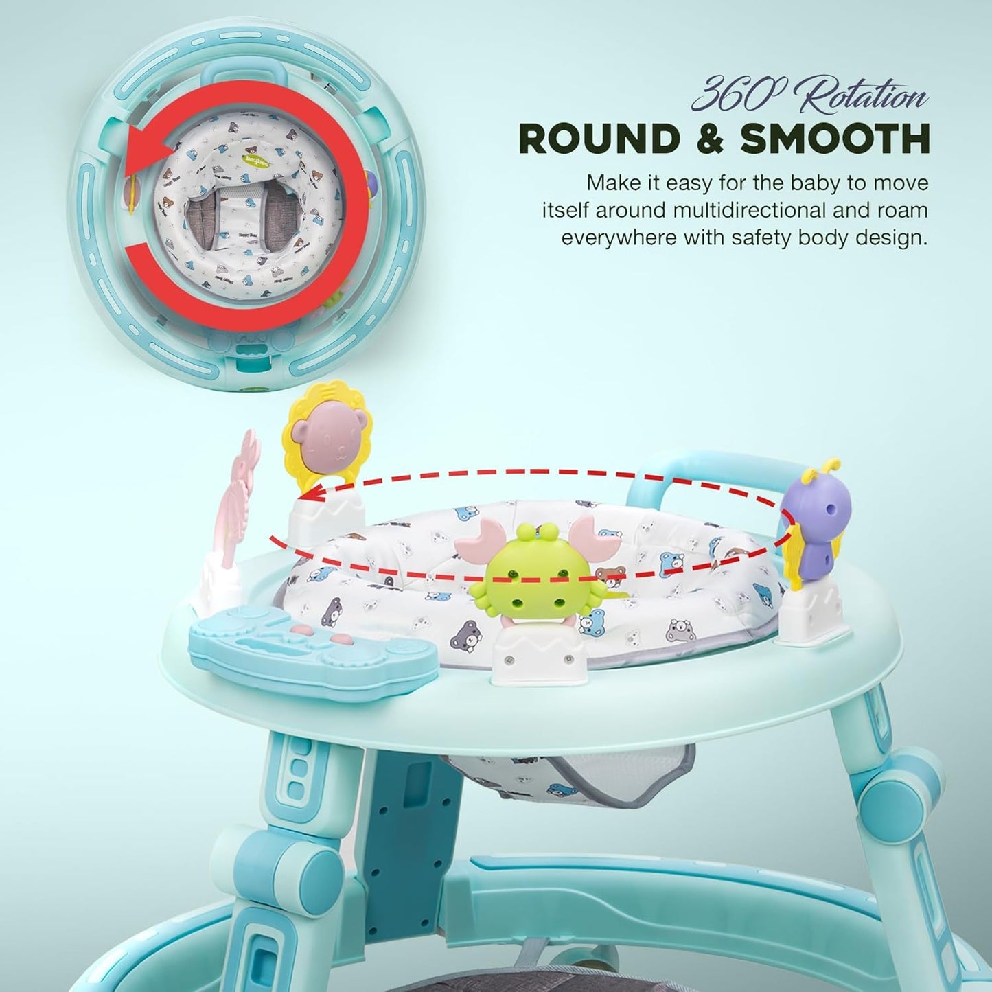 High Quality Baby Walker 4 in 1 Anti-o-leg Boy Girl Music Walker Adjustable with 6-wheel Baby Chair