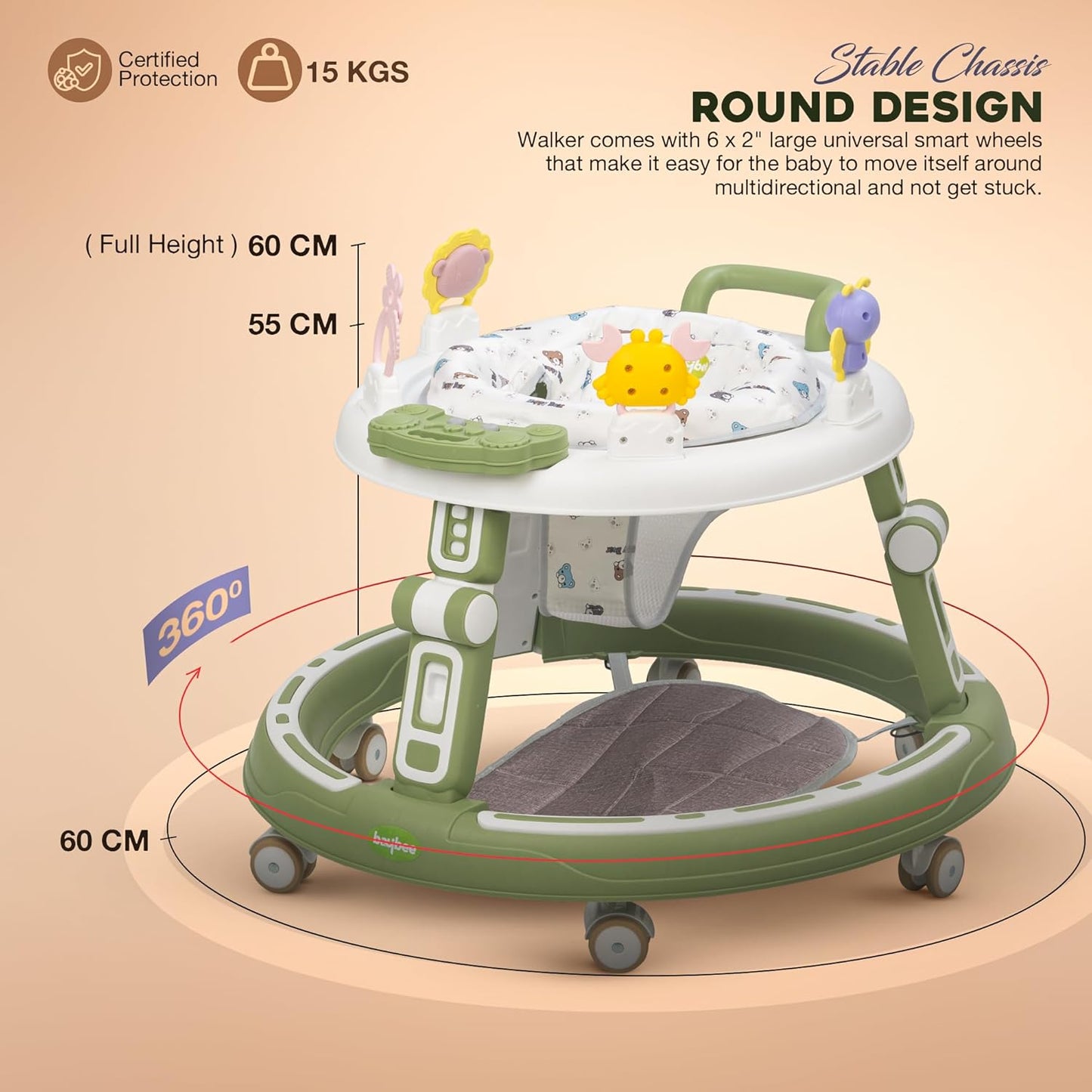 3 in 1 Baby Walker Toy Cheap Baby Walker Multifunctional with Wheels Silent Wheels Baby Walker