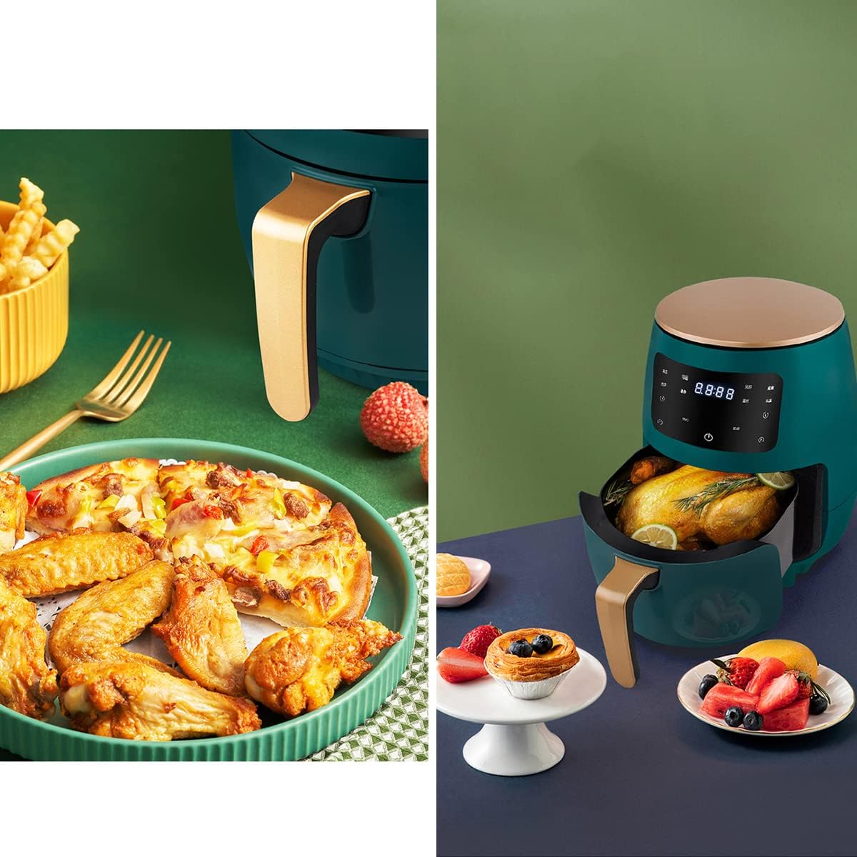 Air Fryer Smart Touch 6L Large Capacity 6 Presets, One-touch Panel, 360° Turbo Airflow Tech, LCD Touch Display Countertop Healthy Oil Free Nonstick & Dishwasher-Safe Basket Air Fryer