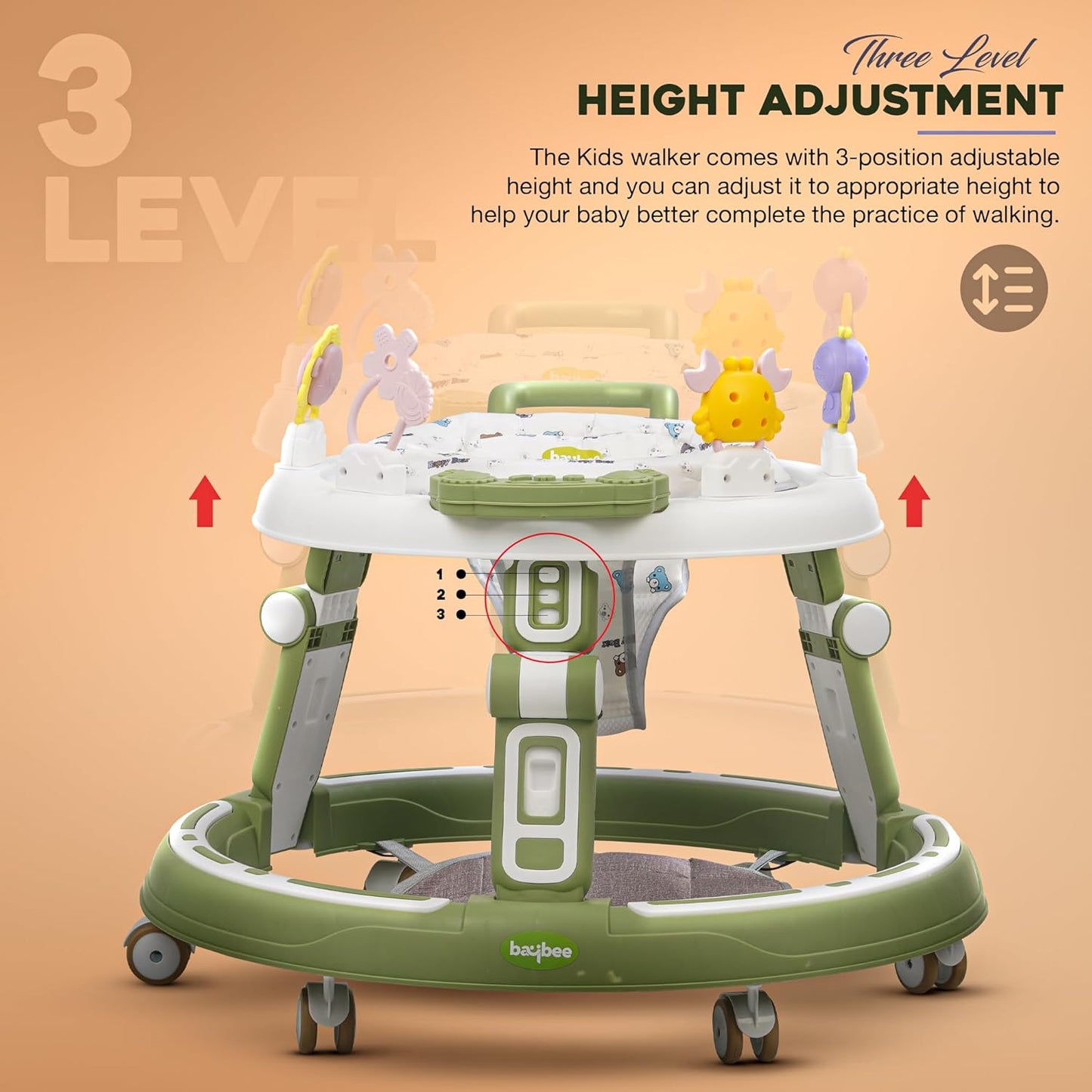 3 in 1 Baby Walker Toy Cheap Baby Walker Multifunctional with Wheels Silent Wheels Baby Walker
