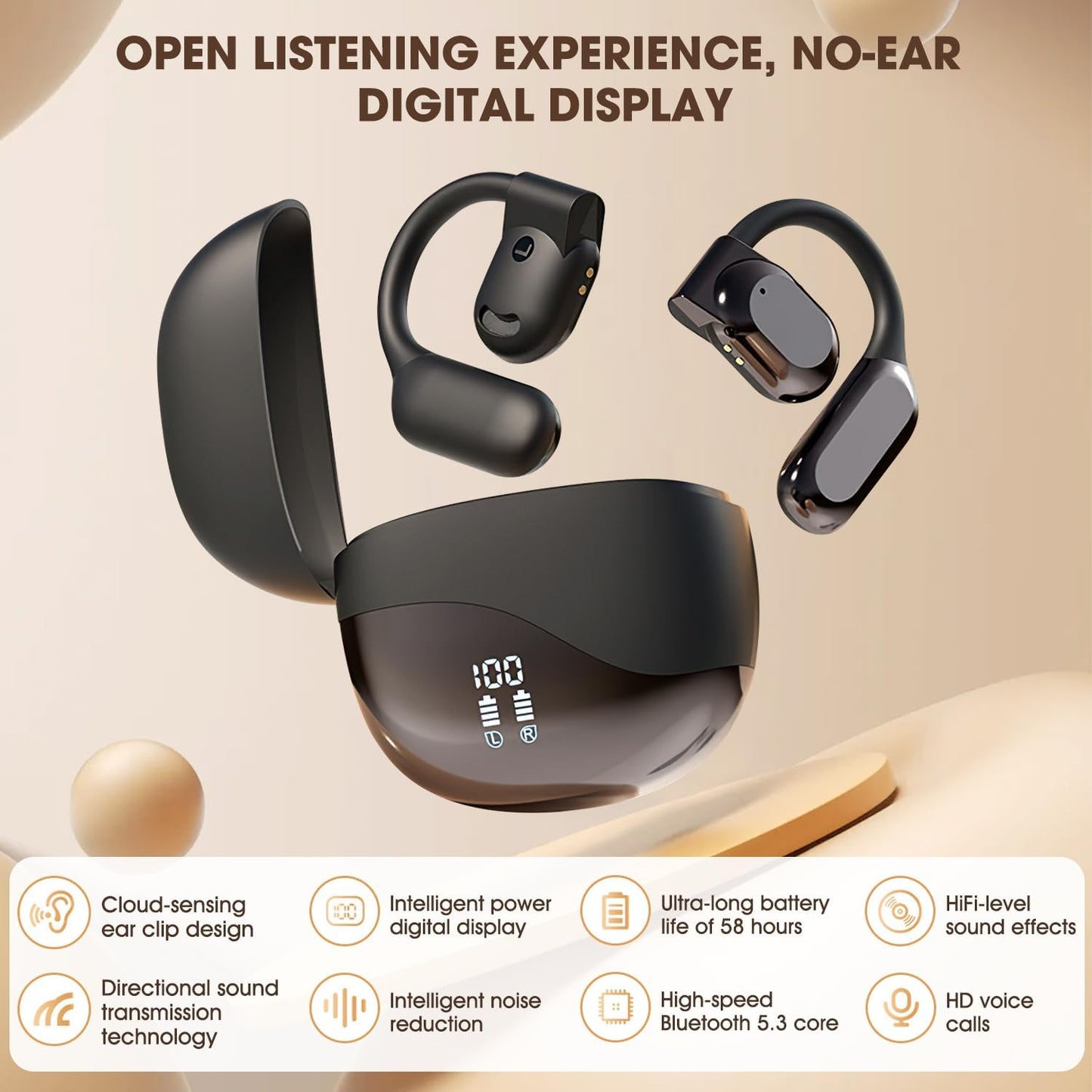 Ai Translating Ear Buds, 2025 New Wireless Bluetooth Translation Earbuds, Upgrade Real Time Language Translator, 144 Languages Play Music Bluetooth Over-Ear for iOS & Android