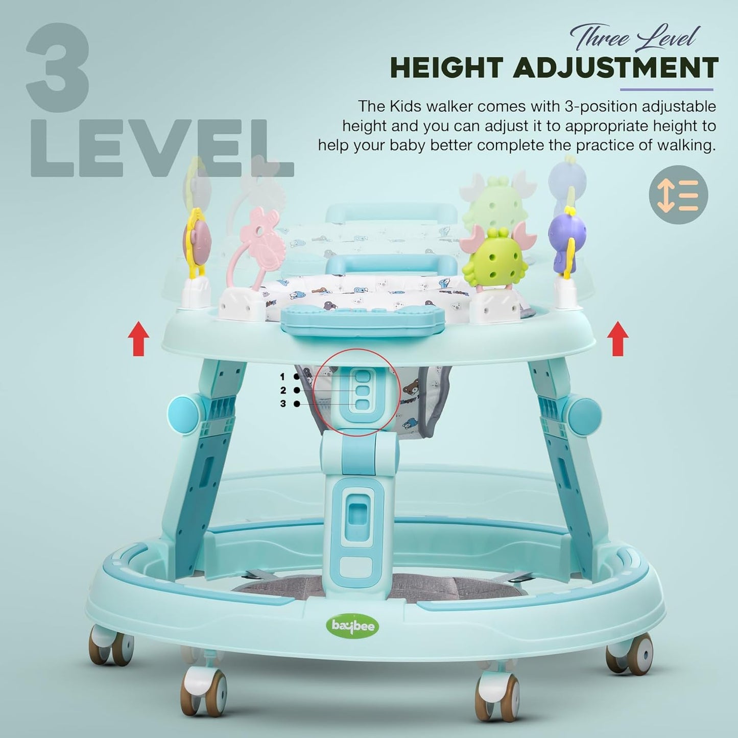 High Quality Baby Walker 4 in 1 Anti-o-leg Boy Girl Music Walker Adjustable with 6-wheel Baby Chair