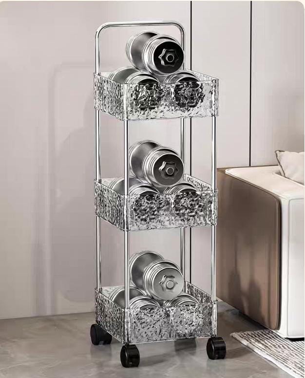 Acrylic Rolling Cart with Wheels - Transparent Storage Rack for Living Room, Kitchen, Bathroom - Ideas for Cosmetics & Snacks