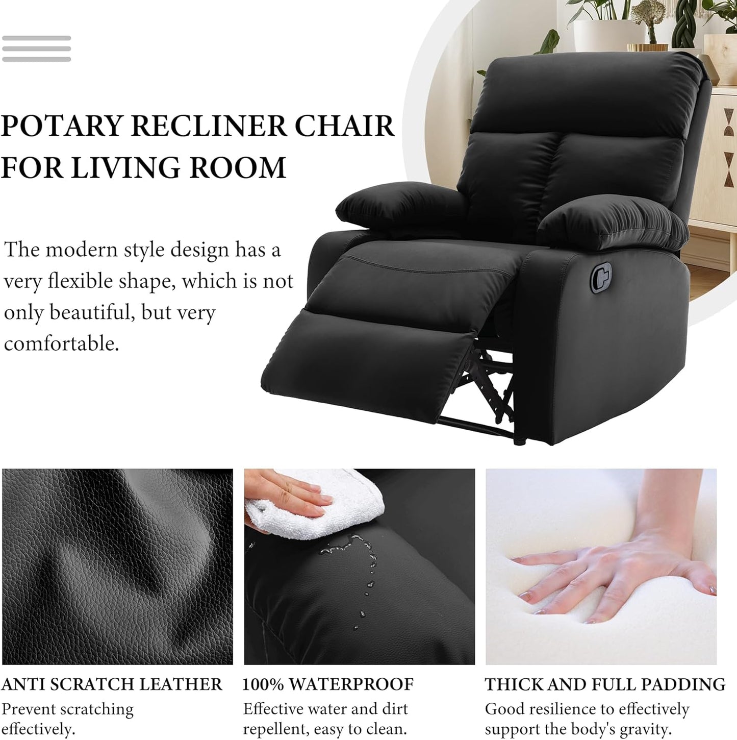 Living Room Comfortable Luxury Electric Single Leather Recliner Sofa Chair