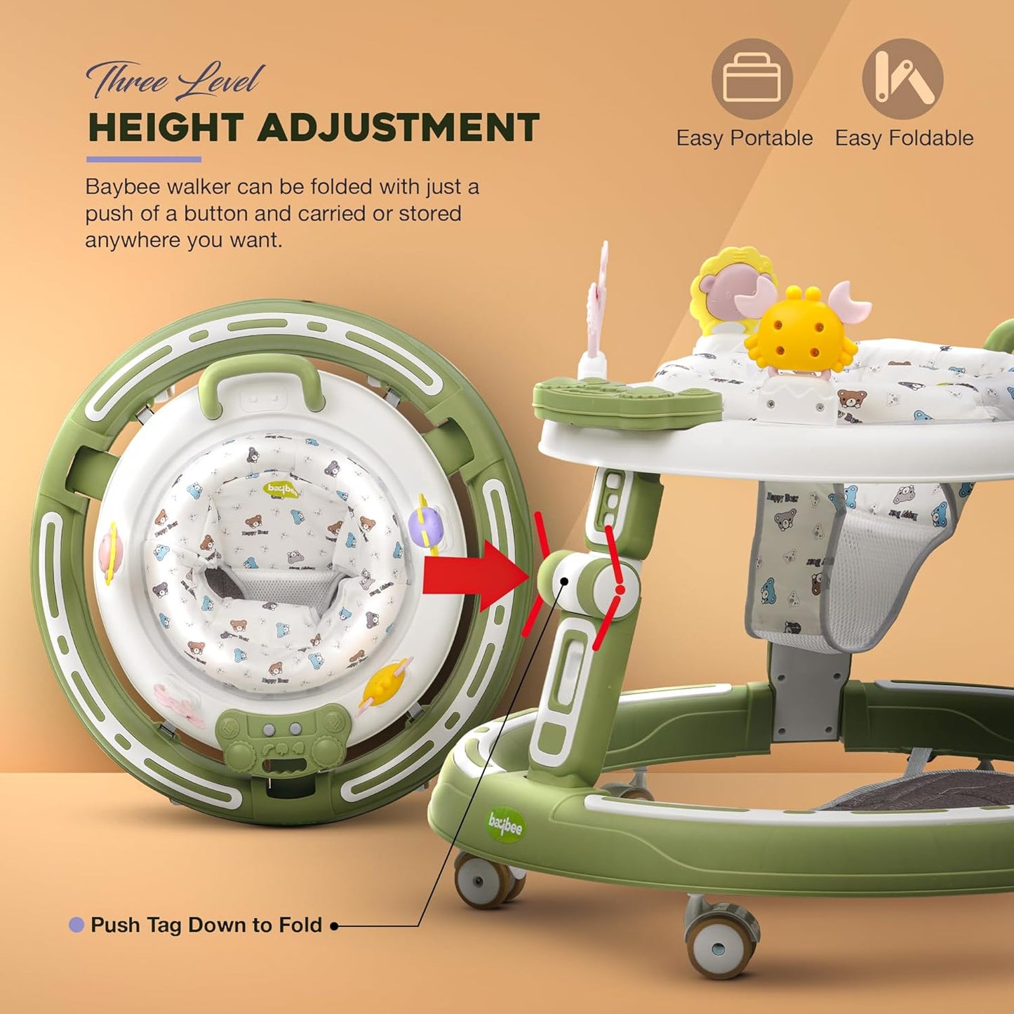 3 in 1 Baby Walker Toy Cheap Baby Walker Multifunctional with Wheels Silent Wheels Baby Walker