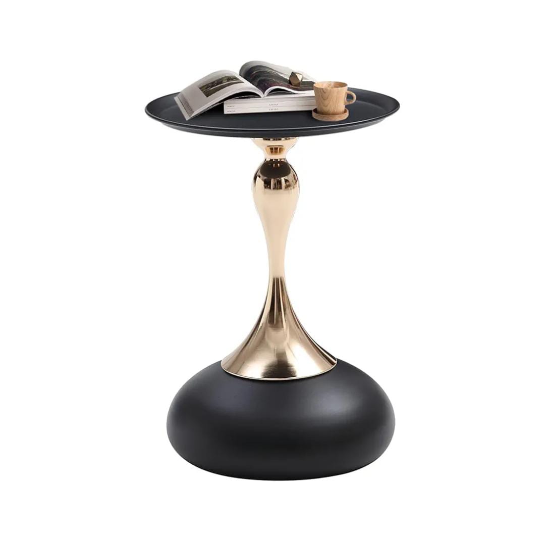 Round End Table, Side Table Small Tables with Sturdy Metal Structure, Accent Coffee Table for Living Room Bedroom Office Small Space