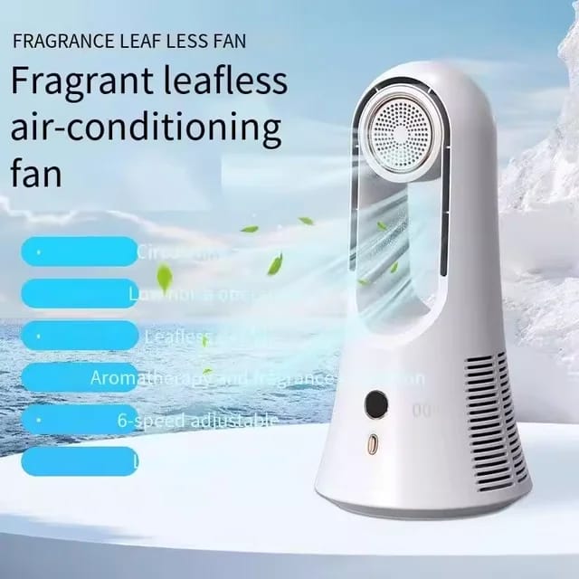 Desk Bladeless Fan 6 Speeds Small Desktop Fan with Power Display Tablet