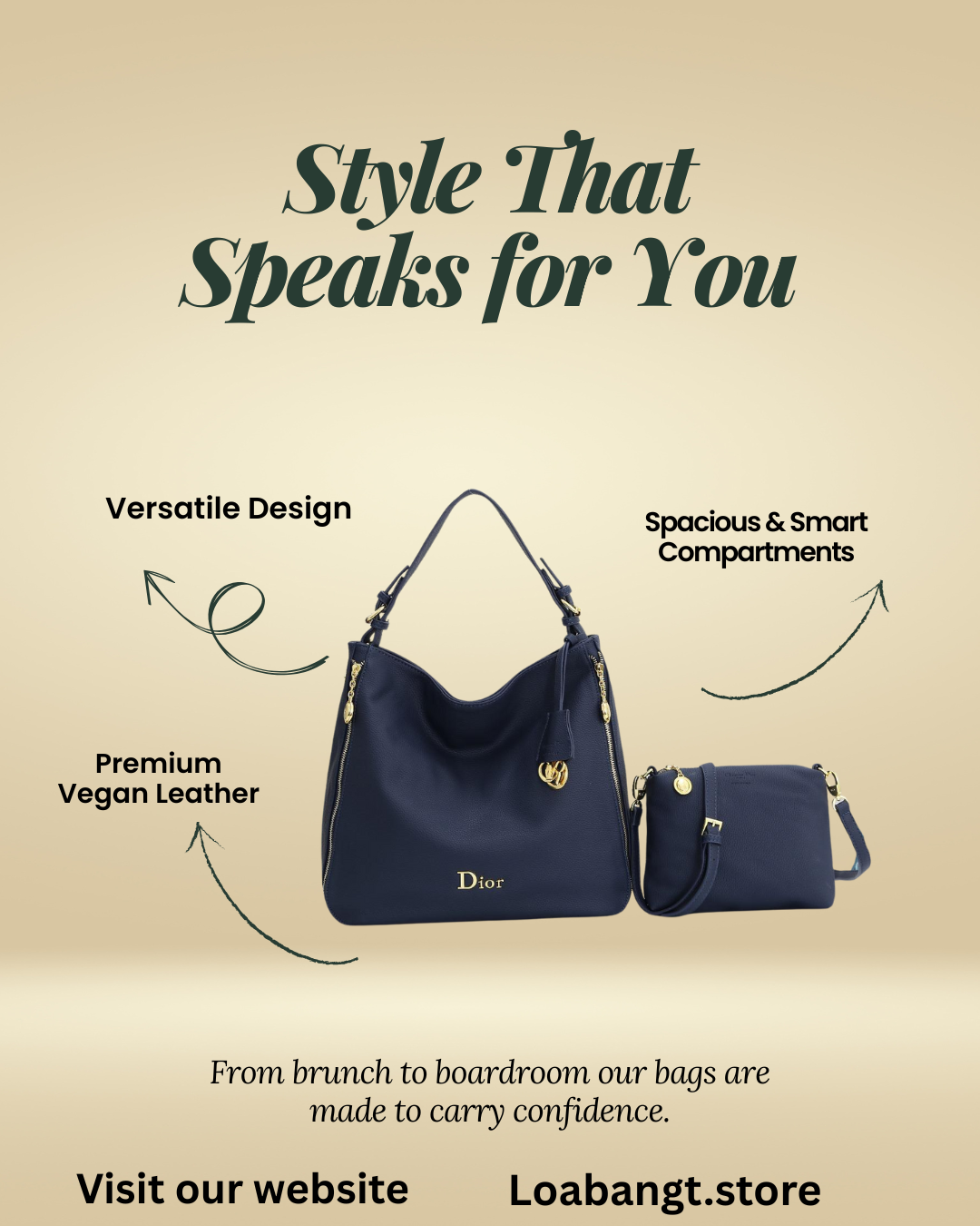 2-Piece Leather Bag Set – Shoulder & Crossbody