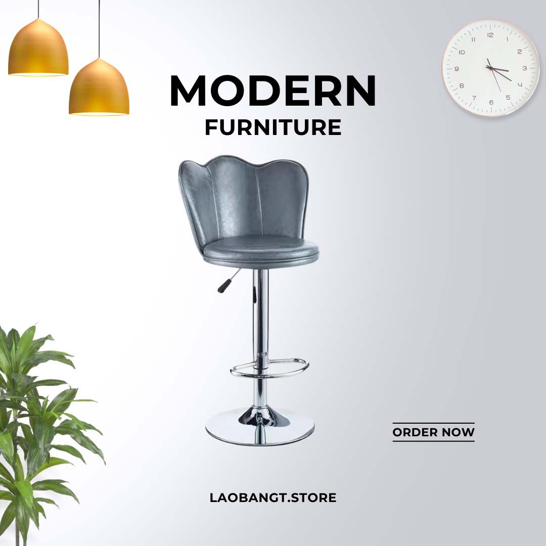 Swivel Chairs Adjustable Home Kitchen PU Seat Cushion Metal Footrest Chassis Beauty Reception Stools