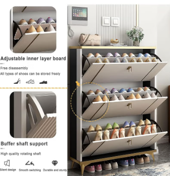 Wooden Shoe Rack to Organize the Shoes – Sturdy Shoe Cabinet with Wide Storage Capacity (Shoe Wardrobe New - White)