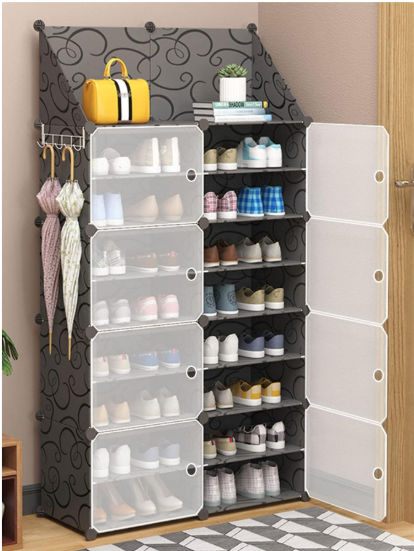 Shoe Rack Storage Cabinet with Doors Key Holder Portable Shoes Organizer Exp