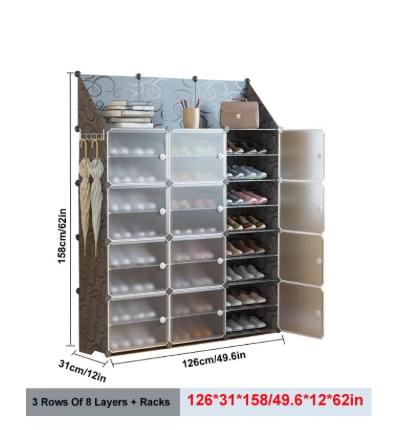 Shoe cabinet ,Freestanding Shoe Rack with Visual Door, Stackable, with Storage Rack Shoe Cabinet