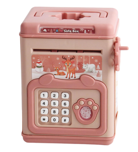 Kids Cash Box Fingerprint And Code Access Money Storage Holder Safe And Small Savings For Home Or Work
