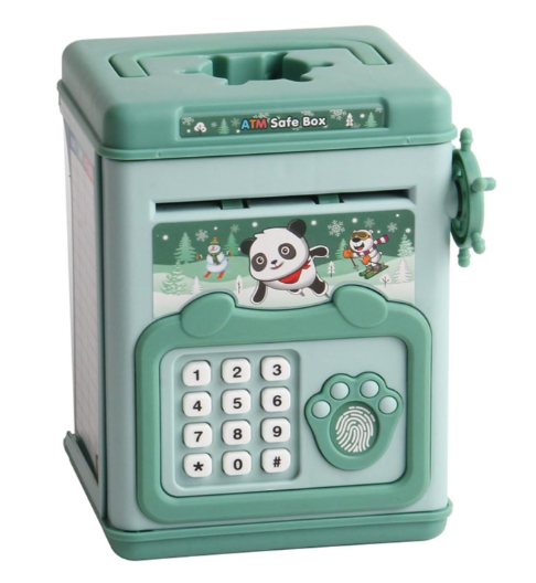 Kids Cash Box Fingerprint And Code Access Money Storage Holder Safe And Small Savings For Home Or Work