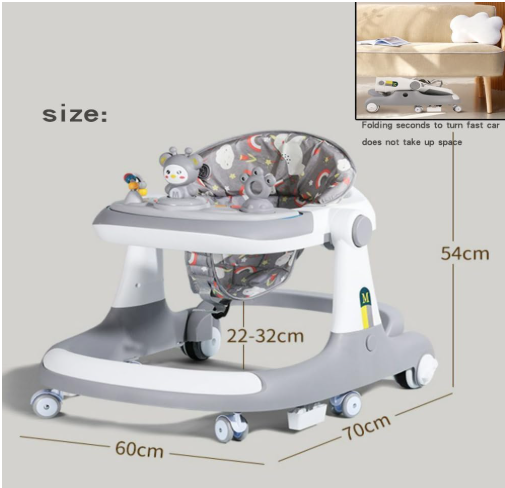 Baby Walker,3 in 1 Multifunctional Learning Walker,Seat or Push Behind,Infant Activity Center w/Music & Steering Wheel,