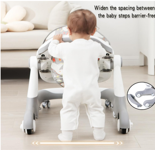 Baby Walker,3 in 1 Multifunctional Learning Walker,Seat or Push Behind,Infant Activity Center w/Music & Steering Wheel,
