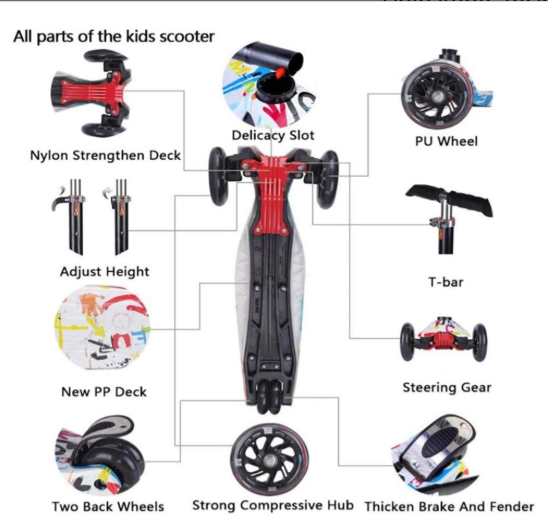 Kids Scooter 3 Wheel Mini Adjustable Kick Scooter with LED Light Up Wheels(Colorful)