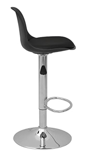 Decoration Swivel High Chair Bar Stool Adjustable Up Down Stainless Steel Base Office Restaurant Furniture (Black 1 Pc)