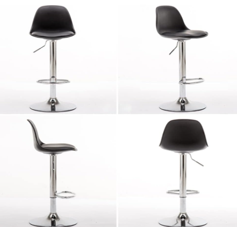 Decoration Swivel High Chair Bar Stool Adjustable Up Down Stainless Steel Base Office Restaurant Furniture (Black 1 Pc)