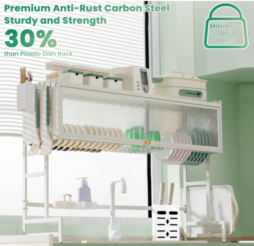 Dish Rack Over Sink Dish Drainer Drying Rack for Kitchen Counter Multifunction Organizer Storage Shelf