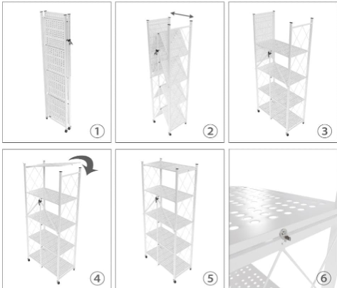 Home Use Metal Folding Storage Rack No-Installation One-Pull Mobile Floor Shelf Multi-Layer Utensil Kitchen Storage Artifact white