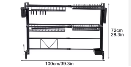 Expandable Over the Sink Dish Drying Rack Adjustable Length Large Capacity Dish Rack