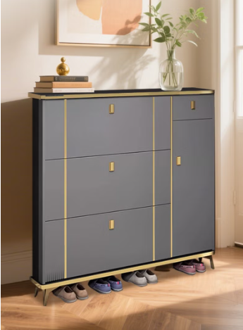 Shoe Storage Cabinet for Entryway Slim, Shoe Cabinet with 3 Flip Drawers, Entryway Shoe Storage Cabinet for Home and Apartment