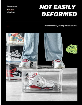 Shoe Display Case, Shoe Storage Boxes Clear Acrylic Shoe Box Stackable Shoe Storage Sneakerheads Plastic Shoe Contianer with Magnetic (10 box)