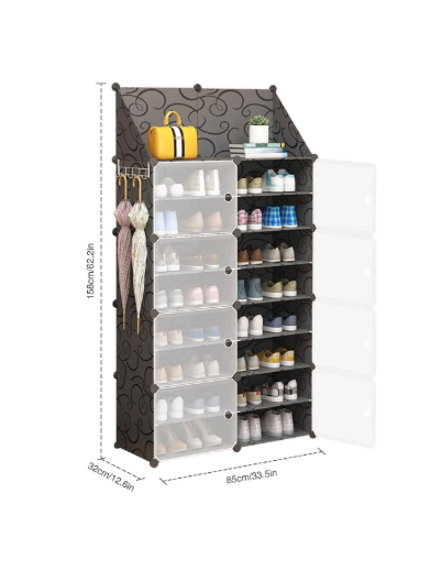Shoe Rack Storage Cabinet with Doors Key Holder Portable Shoes Organizer Exp