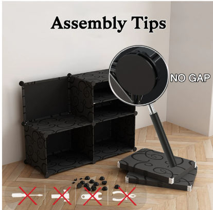 Plastic Shoe Rack with Doors for 24-Pair Shoes, Black, 6-Tier
