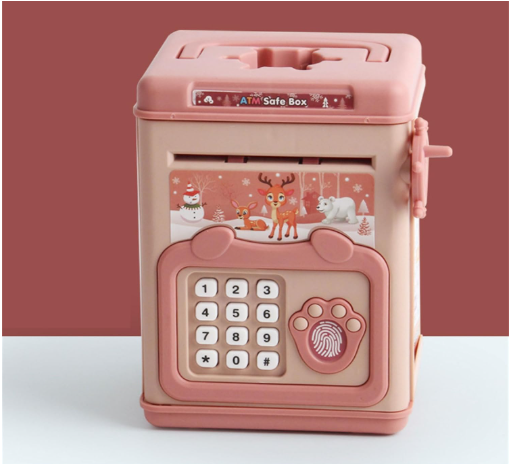 Kids Cash Box Fingerprint And Code Access Money Storage Holder Safe And Small Savings For Home Or Work