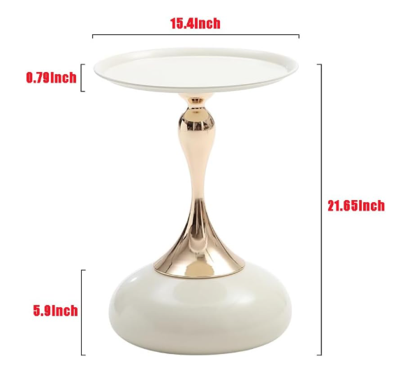 Modern Metal End Table, Round Side Table,coffee table,Nightstand for Bedside or Sofa, Small Space Luxury Decorative Table for Living Room Bedroom Patio, Small Bar Pub Table (White)