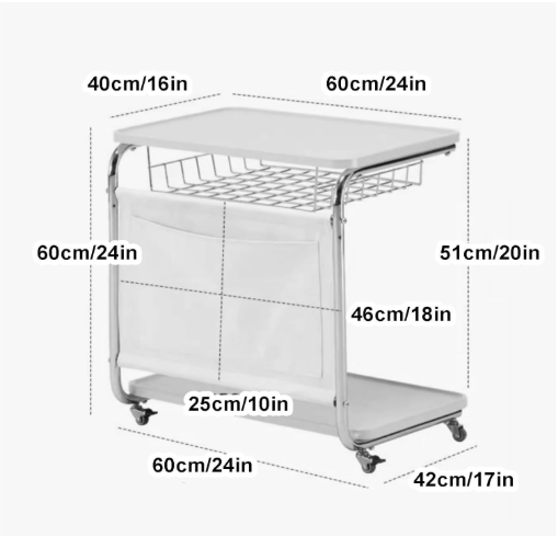 Sleek U-Design Multifunctional Rolling Table – Aescraft
