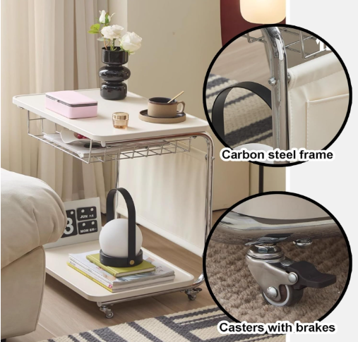 Sleek U-Design Multifunctional Rolling Table – Aescraft