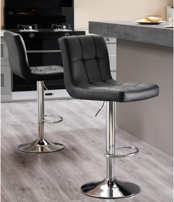 Bar Stool PU Leather Bar Chairs Swivel Barstools Rolling Stool Vanity Chair Kitchen Counter Height Island Chairs Swivel Stool with Footrest for Home Office Studio Shop SPA Salon